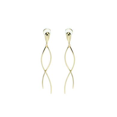 925 Sterling Silver Plated Gold Simple Personality Wave-shaped Geometric Tassel Ear Clip