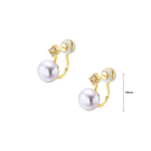 Load image into Gallery viewer, 925 Sterling Silver Plated Gold Simple Temperament Geometric Freshwater Pearl Ear Clip