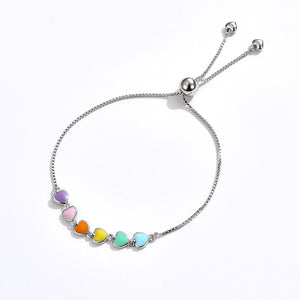 925 Sterling Silver Simple and Sweet Color Dripping Heart-shaped Bracelet