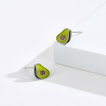 Load image into Gallery viewer, 925 Sterling Silver Simple and Sweet Avocado Stud Earrings with Cubic Zirconia
