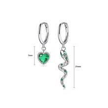 Load image into Gallery viewer, 925 Sterling Silver Fashion Creative Heart-shaped Snake Asymmetric Earrings with Cubic Zirconia