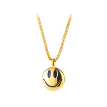 Load image into Gallery viewer, Fashion Simple Plated Gold Geometric Round Smiley Face 316L Stainless Steel Pendant with Necklace