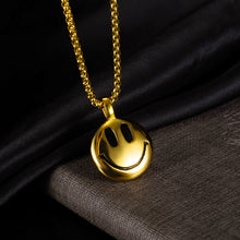 Load image into Gallery viewer, Fashion Simple Plated Gold Geometric Round Smiley Face 316L Stainless Steel Pendant with Necklace