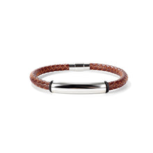 Load image into Gallery viewer, Simple and Fashion 316L Stainless Steel Geometric Rectangular Brown Leather Bracelet