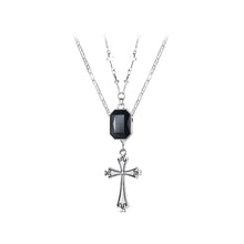 Load image into Gallery viewer, Fashion Simple Cross Pendant with Cubic Zirconia and 316L Stainless Steel Double Necklace