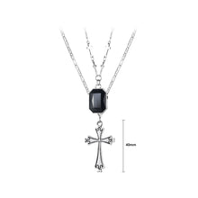 Load image into Gallery viewer, Fashion Simple Cross Pendant with Cubic Zirconia and 316L Stainless Steel Double Necklace