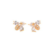 Load image into Gallery viewer, Simple and Cute Plated Gold Bee Stud Earrings with Cubic Zirconia