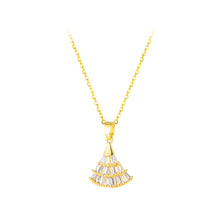 Load image into Gallery viewer, Fashion Simple Plated Gold Skirt Pendant with Cubic Zirconia and 316L Stainless Steel Necklace