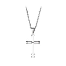 Load image into Gallery viewer, Simple and Classic 316L Stainless Steel Cross Pendant with Cubic Zirconia and Necklace