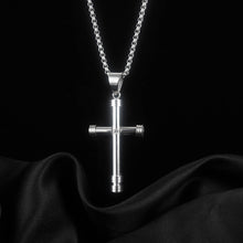 Load image into Gallery viewer, Simple and Classic 316L Stainless Steel Cross Pendant with Cubic Zirconia and Necklace