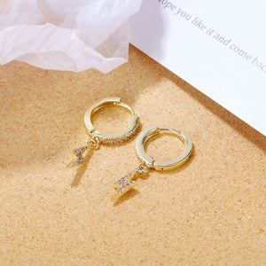 Simple and Personalized Plated Gold Lightning Shape Geometric Stud Earrings with Cubic Zirconia