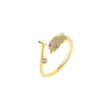 Load image into Gallery viewer, Fashion and Simple Plated Gold Dolphin Adjustable Opening Ring with Cubic Zirconia