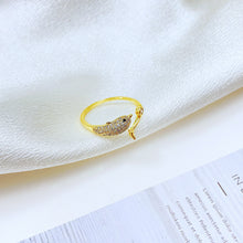 Load image into Gallery viewer, Fashion and Simple Plated Gold Dolphin Adjustable Opening Ring with Cubic Zirconia