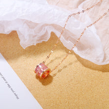 Load image into Gallery viewer, Fashion and Elegant Plated Rose Gold Geometric Small Waist Pendant with Pink Cubic Zirconia and 316L Stainless Steel Necklace