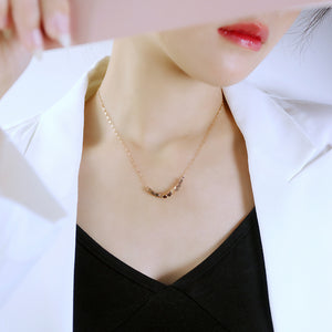 Fashion Simple Plated Rose Gold Geometric Square 316L Stainless Steel Necklace