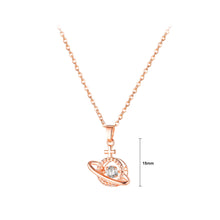 Load image into Gallery viewer, Fashion Temperament Plated Rose Gold Planet Pendant with Cubic Zirconia and 316L Stainless Steel Necklace