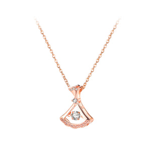 Simple Temperament Plated Rose Gold Skirt Pendant with Cubic Zirconia and 316L Stainless Steel Necklace