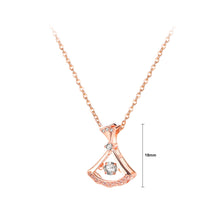 Load image into Gallery viewer, Simple Temperament Plated Rose Gold Skirt Pendant with Cubic Zirconia and 316L Stainless Steel Necklace