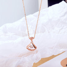 Load image into Gallery viewer, Simple Temperament Plated Rose Gold Skirt Pendant with Cubic Zirconia and 316L Stainless Steel Necklace