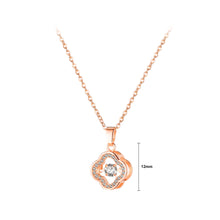 Load image into Gallery viewer, Fashion and Simple Plated Rose Gold Four-leaf Clover Pendant with Cubic Zirconia and 316L Stainless Steel Necklace