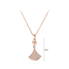 Load image into Gallery viewer, Fashion Dazzling Plated Rose Gold Dress Pendant with Cubic Zirconia and 316L Stainless Steel Necklace