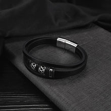Load image into Gallery viewer, Fashion Temperament 316L Stainless Steel Pattern Geometric Bead Multi-layer Leather Bracelet