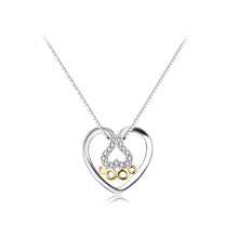 Load image into Gallery viewer, 925 Sterling Silver Fashion Romantic Dog Paw Print Heart Pendant with Cubic Zirconia and Necklace