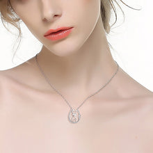 Load image into Gallery viewer, 925 Sterling Silver Simple Cute Cat Geometric Pendant with Cubic Zirconia and Necklace