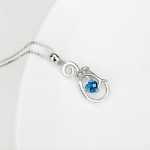 Load image into Gallery viewer, 925 Sterling Silver Fashion and Elegant Dolphin Pendant with Blue Cubic Zirconia and Necklace