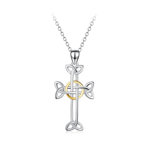 925 Sterling Silver Elegant Temperament Pattern Cross Pendant with Necklace