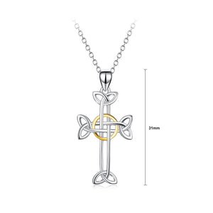 925 Sterling Silver Elegant Temperament Pattern Cross Pendant with Necklace