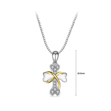 Load image into Gallery viewer, 925 Sterling Silver Fashion Creative Bone Cross Pendant with Cubic Zirconia and Necklace