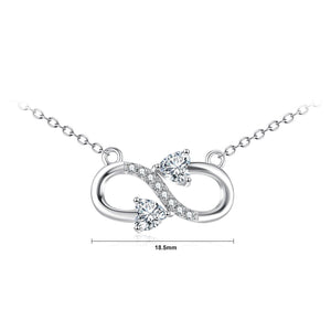 925 Sterling Silver Fashion Simple Infinity Symbol Pendant with Cubic Zirconia and Necklace