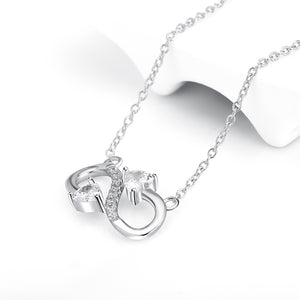 925 Sterling Silver Fashion Simple Infinity Symbol Pendant with Cubic Zirconia and Necklace