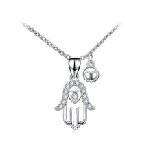 Load image into Gallery viewer, 925 Sterling Silver Fashion Creative Hand Of Fatima Pendant with Cubic Zirconia and Necklace