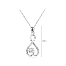 Load image into Gallery viewer, 925 Sterling Silver Simple Temperament Figure Eight Heart Pendant with Cubic Zirconia and Necklace