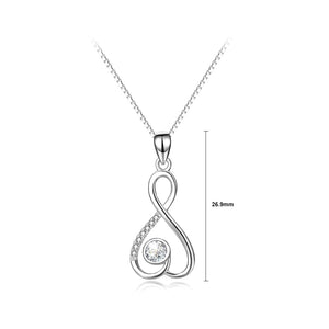 925 Sterling Silver Simple Temperament Figure Eight Heart Pendant with Cubic Zirconia and Necklace
