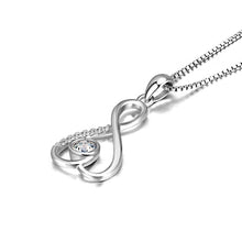 Load image into Gallery viewer, 925 Sterling Silver Simple Temperament Figure Eight Heart Pendant with Cubic Zirconia and Necklace