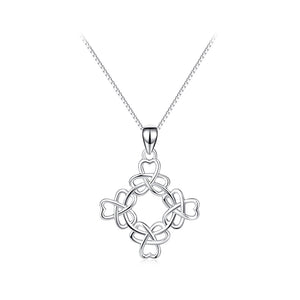 925 Sterling Silver Fashion and Elegant Celtic Knot Pattern Geometric Pendant with Necklace