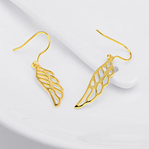 925 Sterling Silver Plated Gold Fashion Simple Angel Wing Earrings