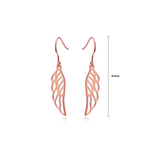 925 Sterling Silver Plated Rose Gold Fashion Simple Angel Wing Earrings