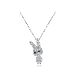 Fashion Cute Rabbit Pendant with Cubic Zirconia and Necklace