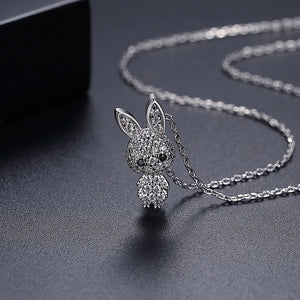 Fashion Cute Rabbit Pendant with Cubic Zirconia and Necklace