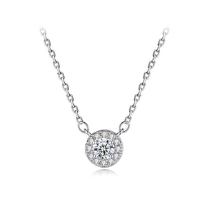 Fashion Bright Geometric Round Pendant with Cubic Zirconia and Necklace