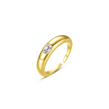 Load image into Gallery viewer, Simple Temperament Plated Gold Geometric Square Cubic Zirconia Adjustable Open Ring
