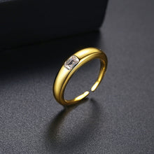 Load image into Gallery viewer, Simple Temperament Plated Gold Geometric Square Cubic Zirconia Adjustable Open Ring