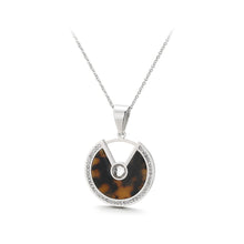Load image into Gallery viewer, Simple and Fashion Geometric Brown Round 316L Stainless Steel Pendant with Cubic Zirconia and Necklace