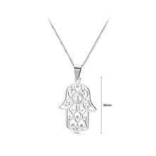 Load image into Gallery viewer, Fashion Creative Hand Of Famathi Imitation Pearl 316L Stainless Steel Pendant with Cubic Zirconia and Necklace