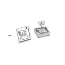 Load image into Gallery viewer, Simple and Fashion Hollow Geometric Square 316L Stainless Steel Stud Earrings with Cubic Zirconia