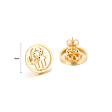 Load image into Gallery viewer, Fashion Simple Plated Gold Hand Of Famathi Geometric Round 316L Stainless Steel Stud Earrings